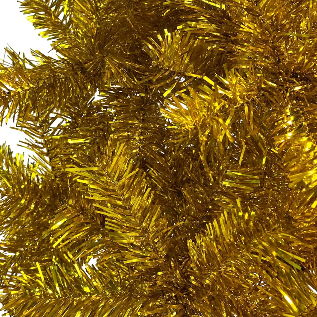 vidaXL Arbre de Noël mince pré-éclairé doré 210 cm