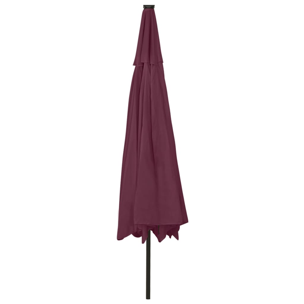 vidaXL Parasol de jardin avec lumières LED mât en métal rouge bordeaux