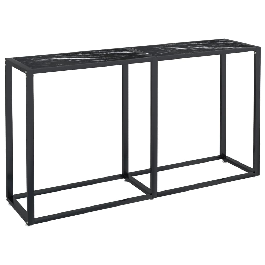 vidaXL Table console Marbre noir 140x35x75,5 cm Verre trempé