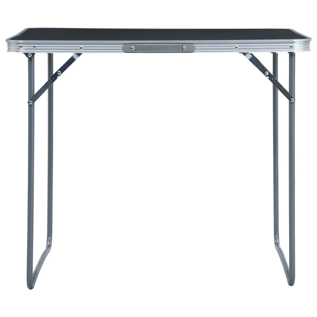 vidaXL Table pliable de camping avec cadre en métal 80x60 cm Gris