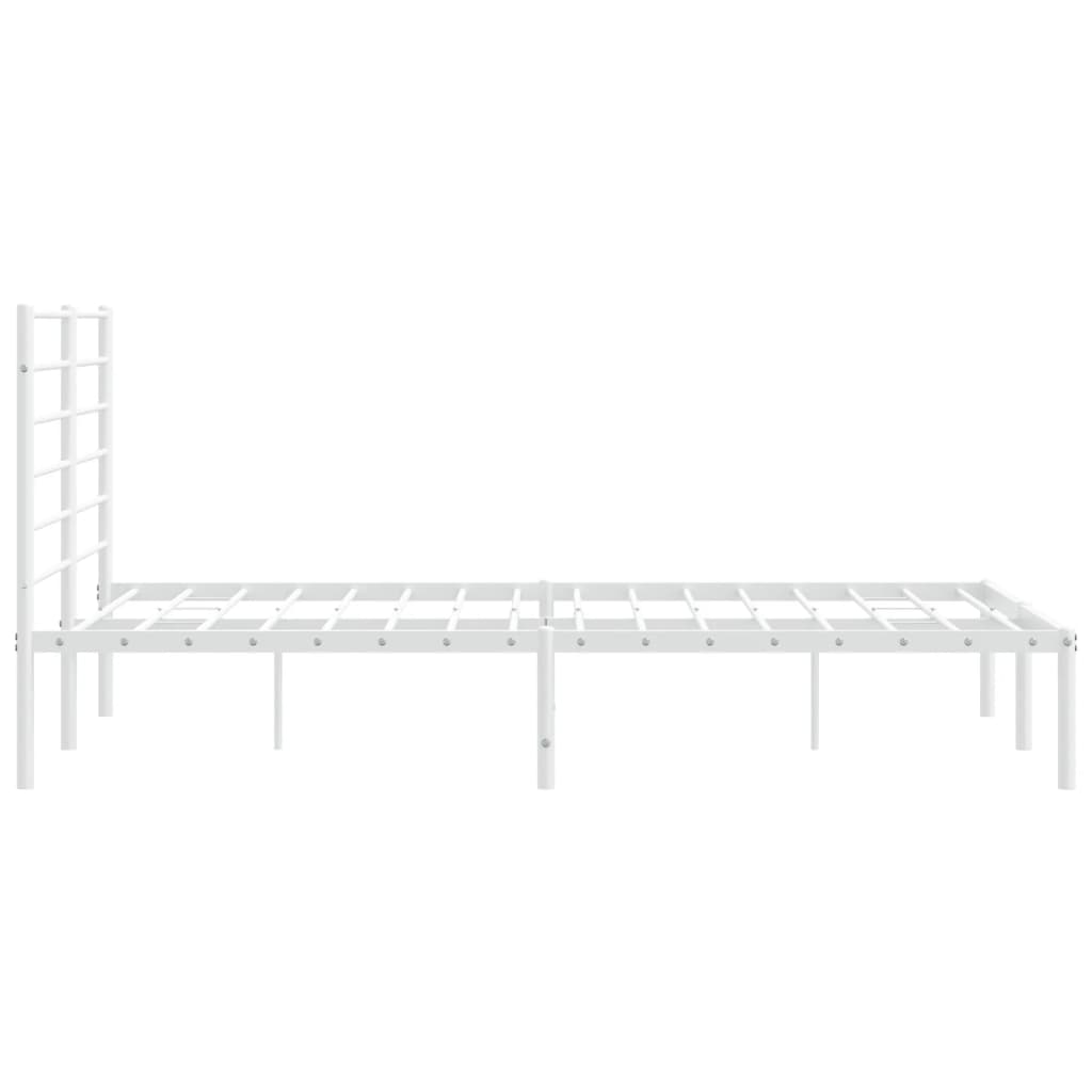 vidaXL Cadre de lit métal sans matelas et tête de lit blanc 140x190 cm