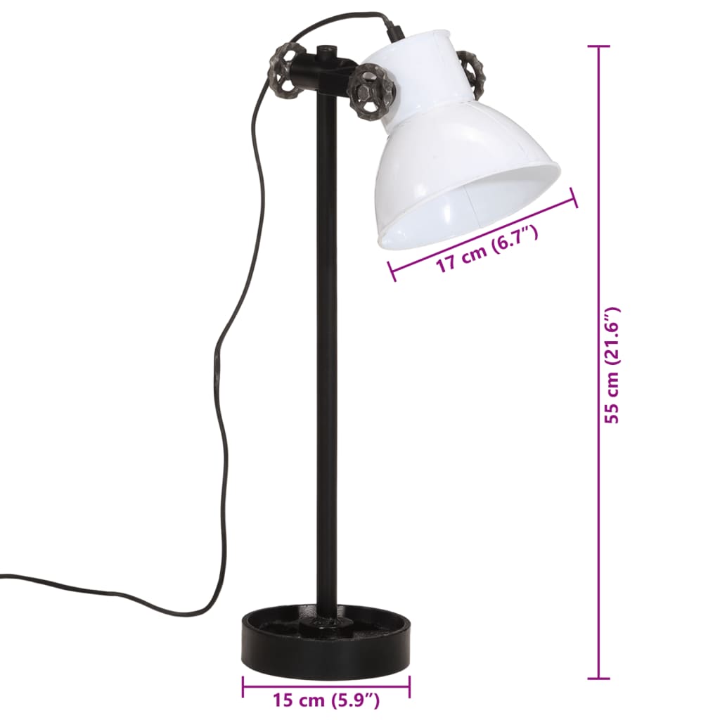 vidaXL Lampe de bureau 25 W blanc 15x15x55 cm E27