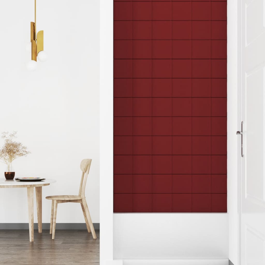 vidaXL Panneaux muraux 12 pcs Rouge bordeaux 90x15 cm Tissu 1,62 m²