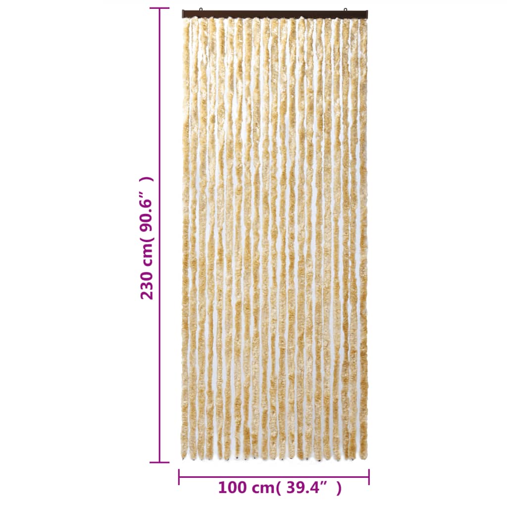 vidaXL Rideau anti-mouches beige 100x230 cm chenille