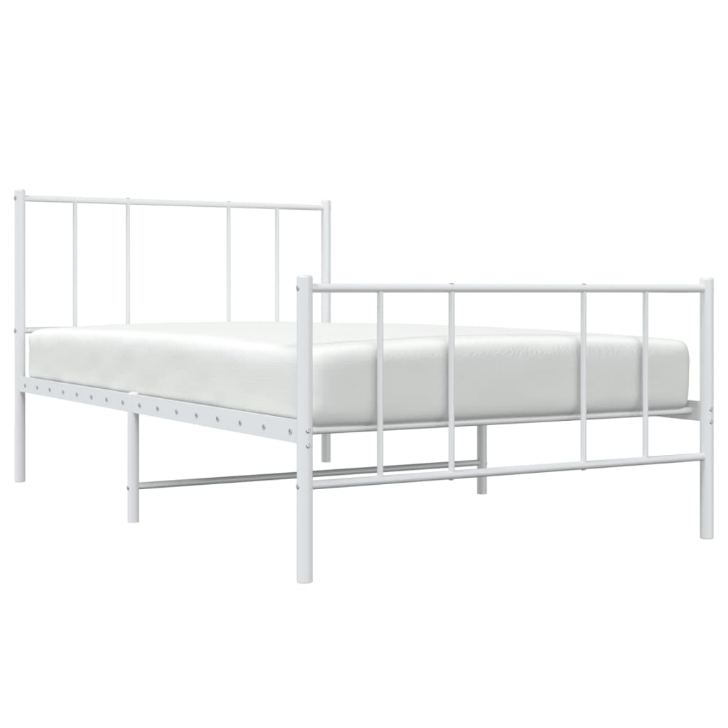 vidaXL Cadre de lit métal sans matelas et pied de lit blanc 107x203 cm