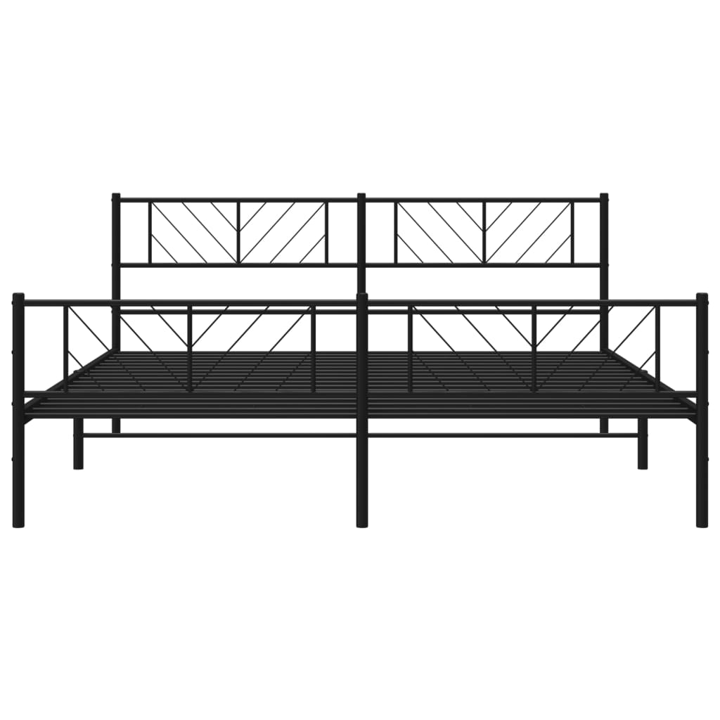 vidaXL Cadre de lit métal sans matelas avec pied de lit noir 200x200cm