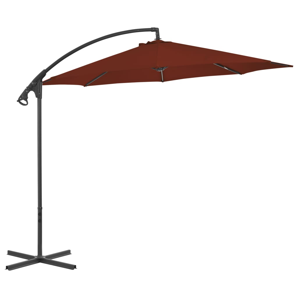 vidaXL Parasol de jardin en porte-à-faux avec mât en acier terre cuite