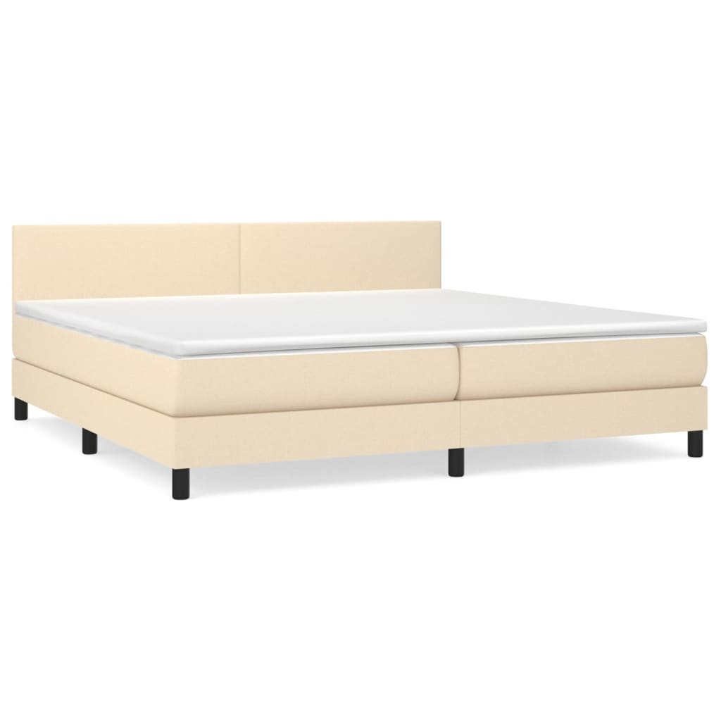 vidaXL Sommier à lattes de lit avec matelas Crème 200x200 cm Tissu