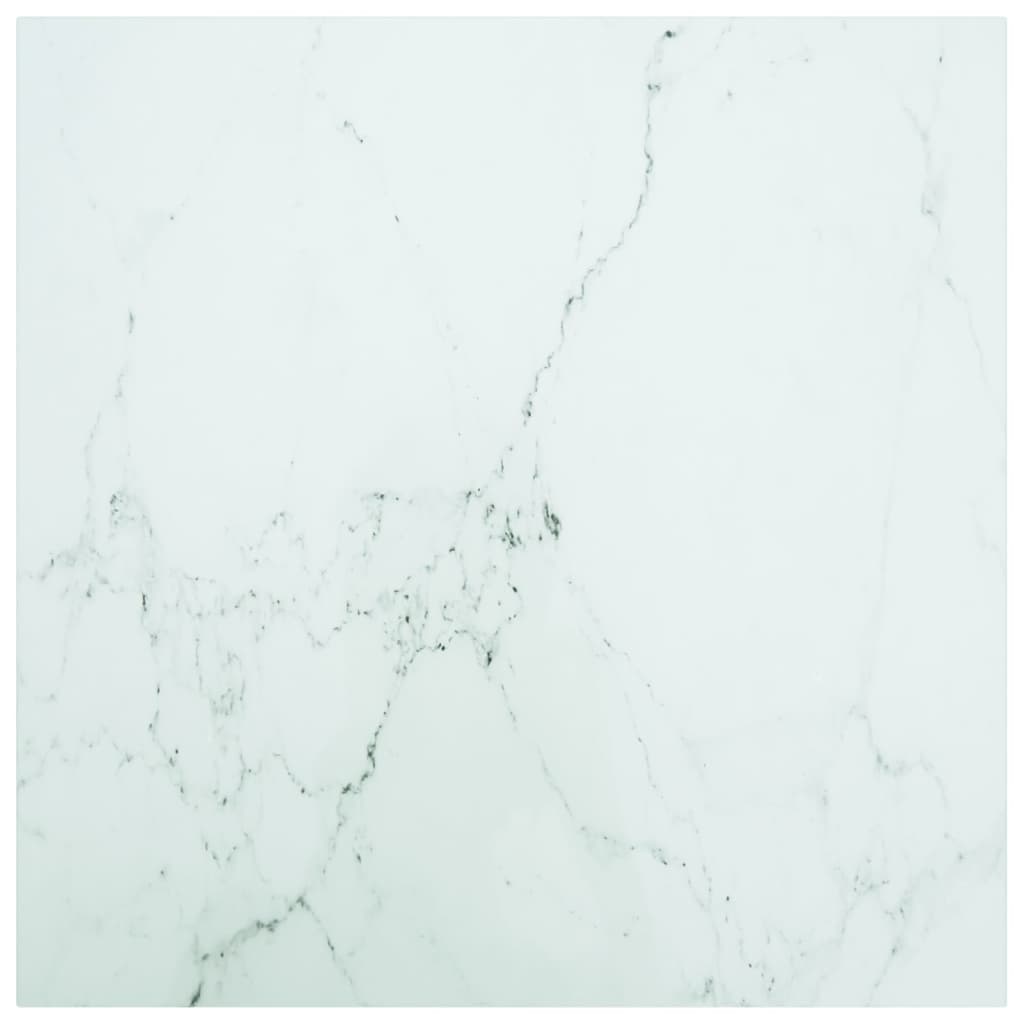 vidaXL Dessus de table Blanc 70x70cm 6mm Verre trempé et design marbre