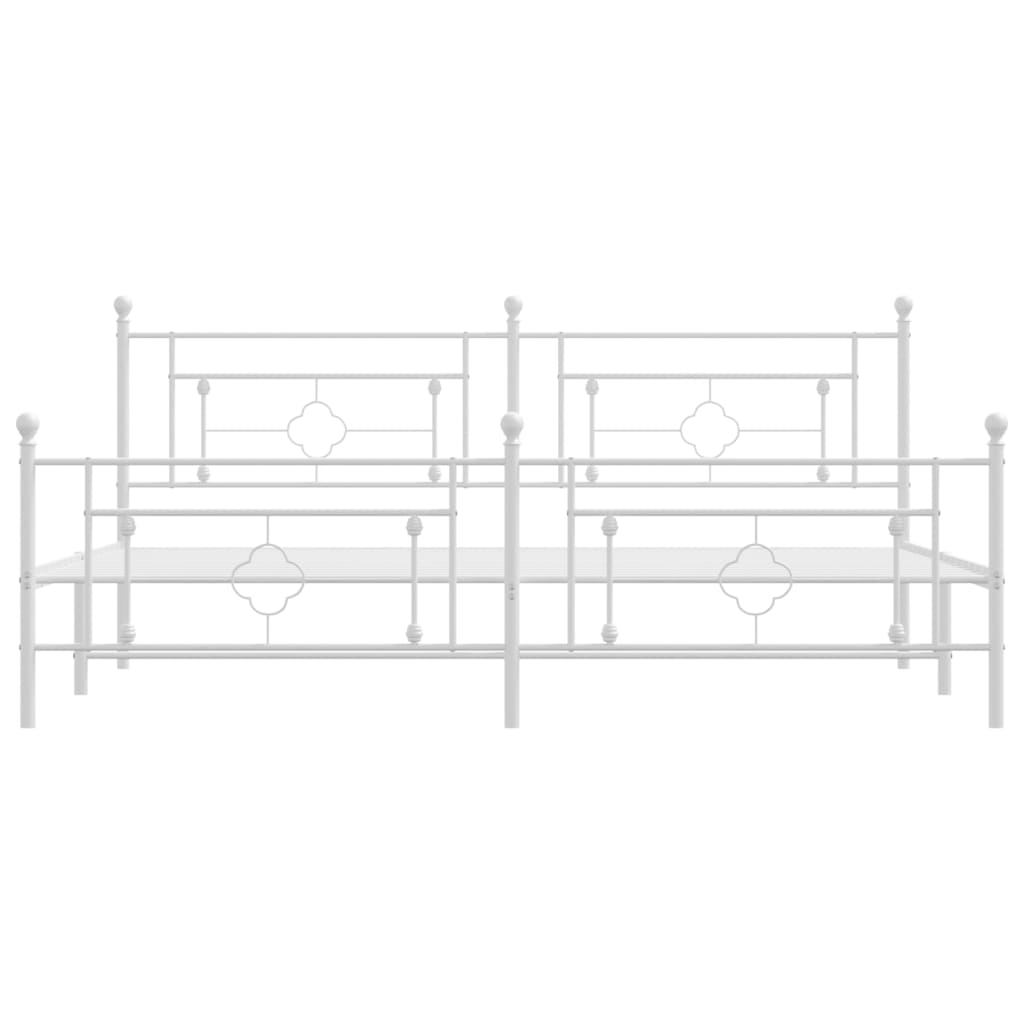 vidaXL Cadre de lit métal sans matelas et pied de lit blanc 193x203 cm