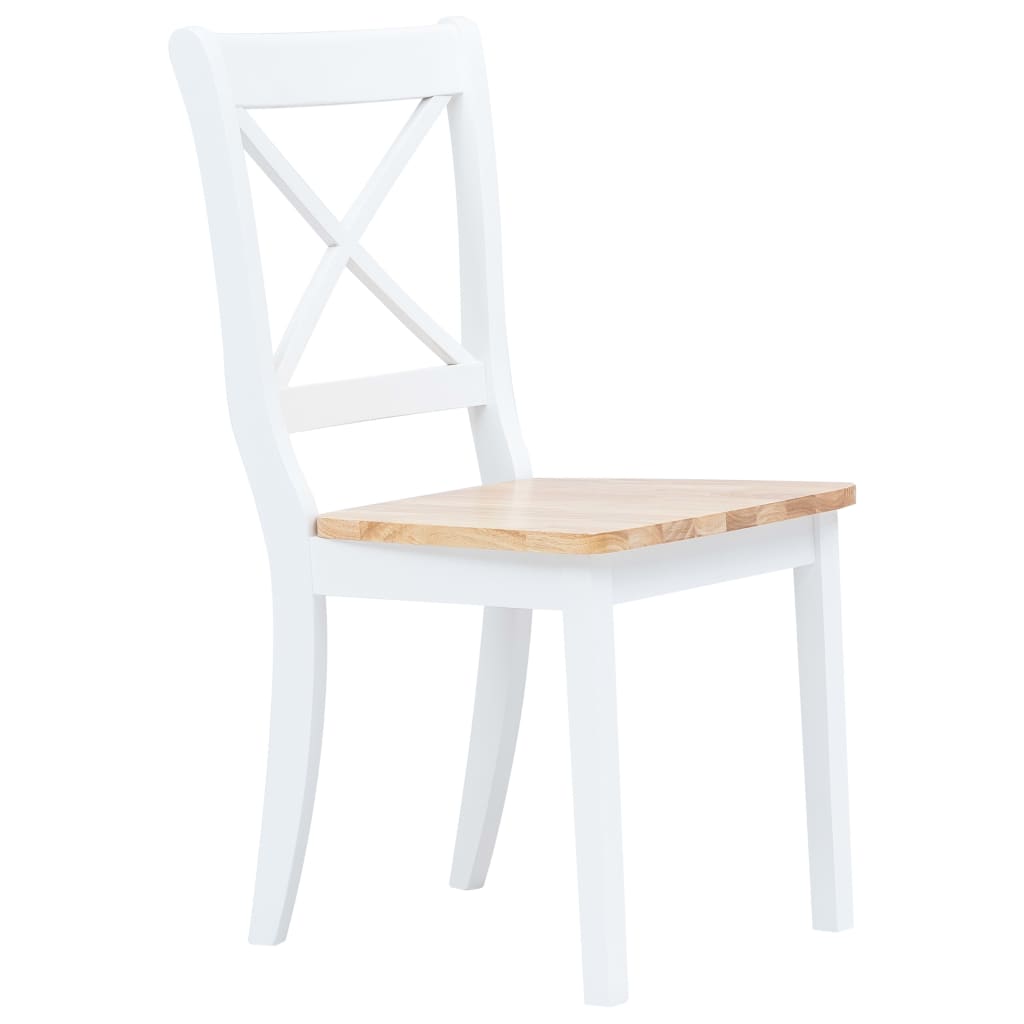 vidaXL Chaises à manger lot de 6 blanc et bois clair bois hévéa massif