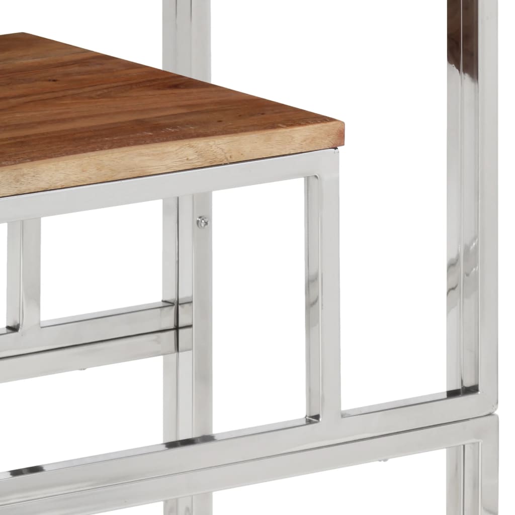 vidaXL Table console argenté acier inoxydable et bois massif d'acacia