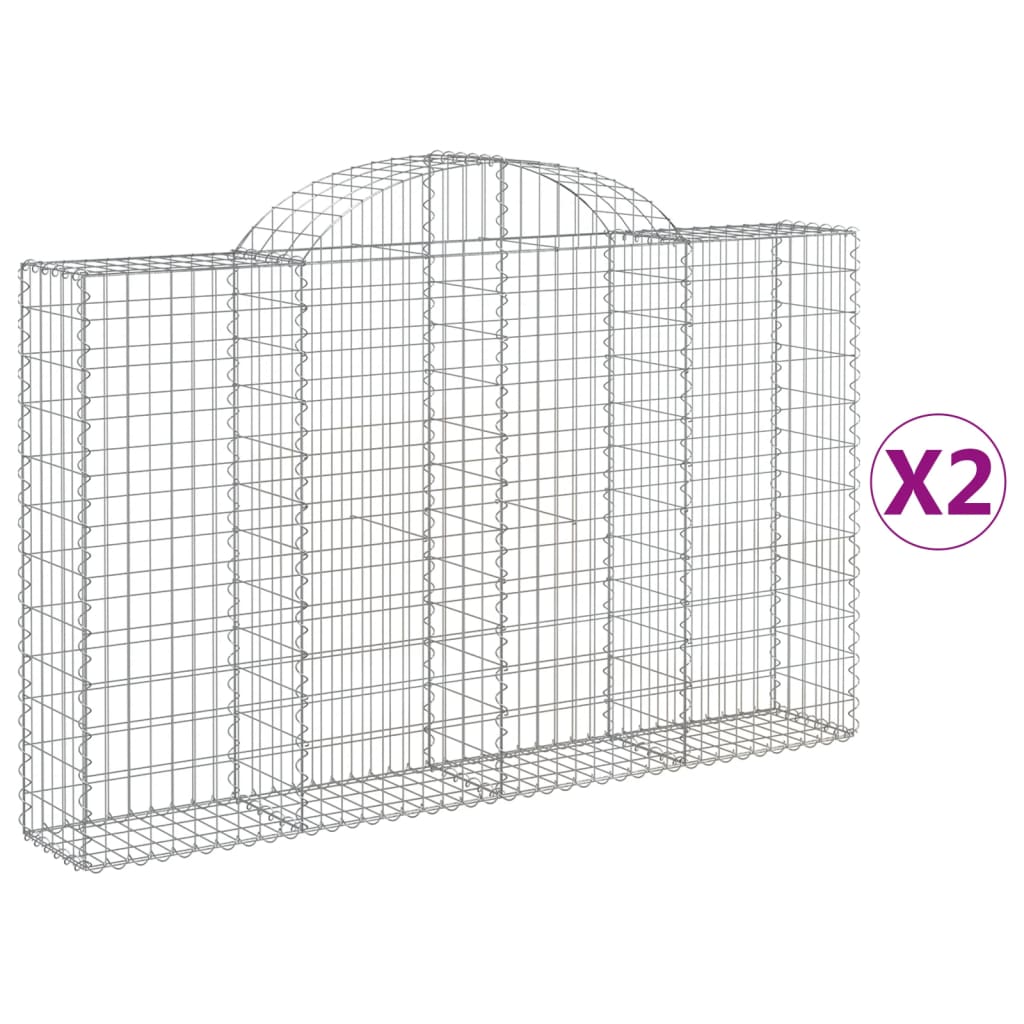 vidaXL Paniers à gabions arqués 2 pcs 200x30x120/140 cm Fer galvanisé