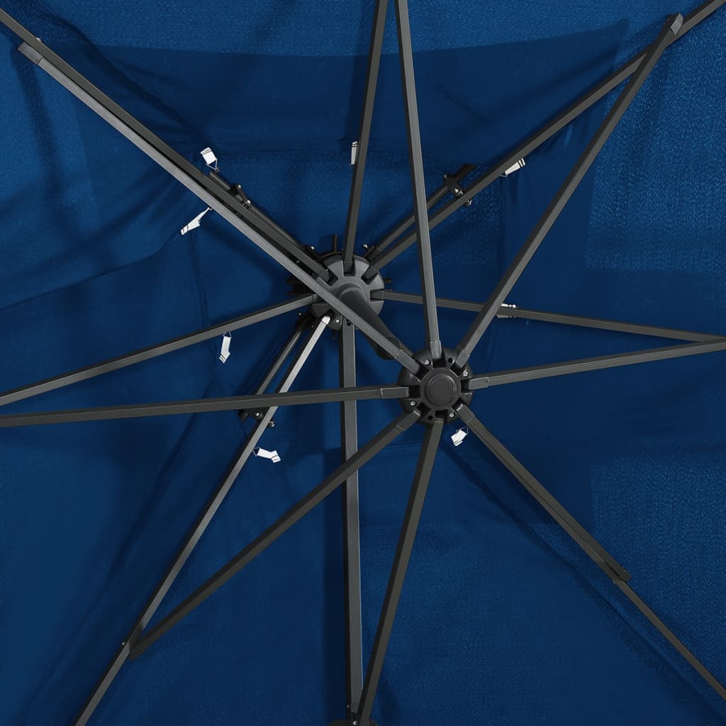 vidaXL Parasol déporté à double toit Bleu azuré 250x250 cm