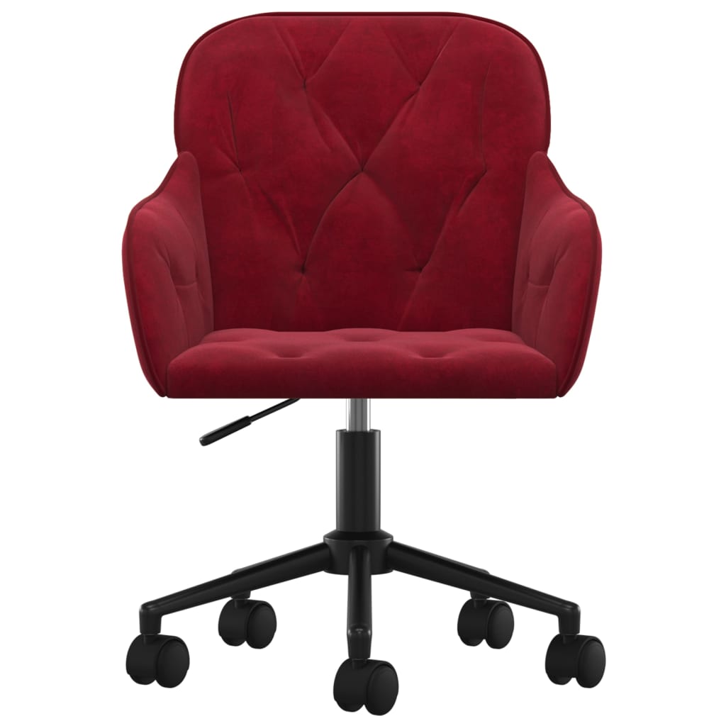 vidaXL Chaise pivotante de bureau Rouge bordeaux Velours