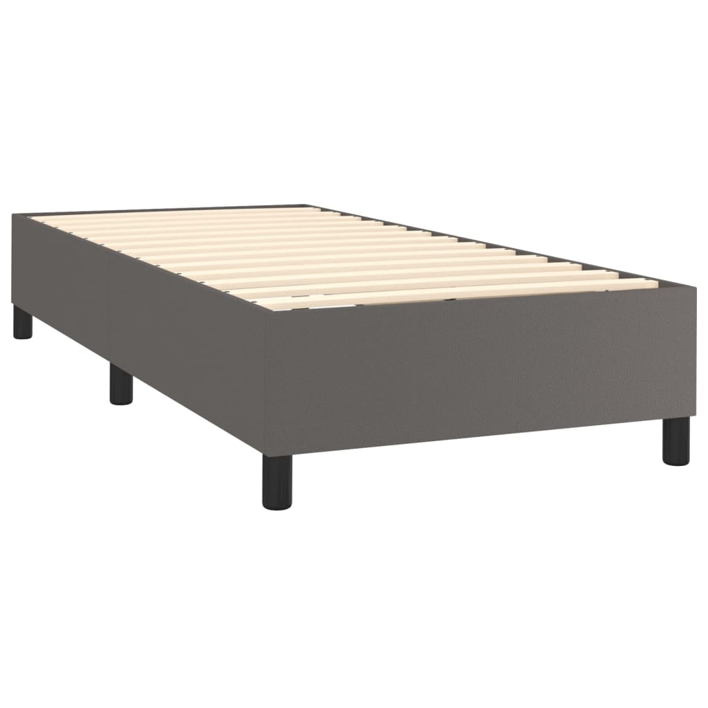 vidaXL Sommier à lattes de lit avec matelas Gris 90x200 cm Similicuir