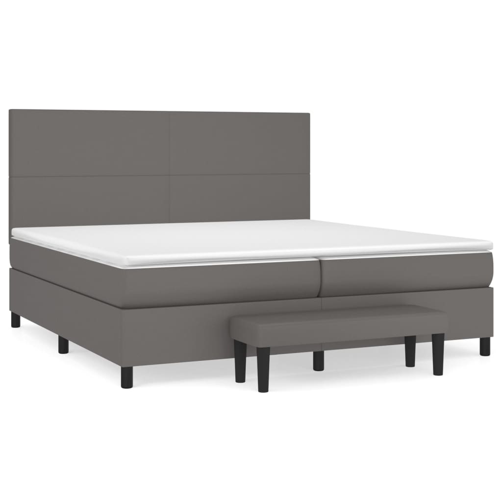 vidaXL Sommier à lattes de lit avec matelas Gris 200x200 cm Similicuir