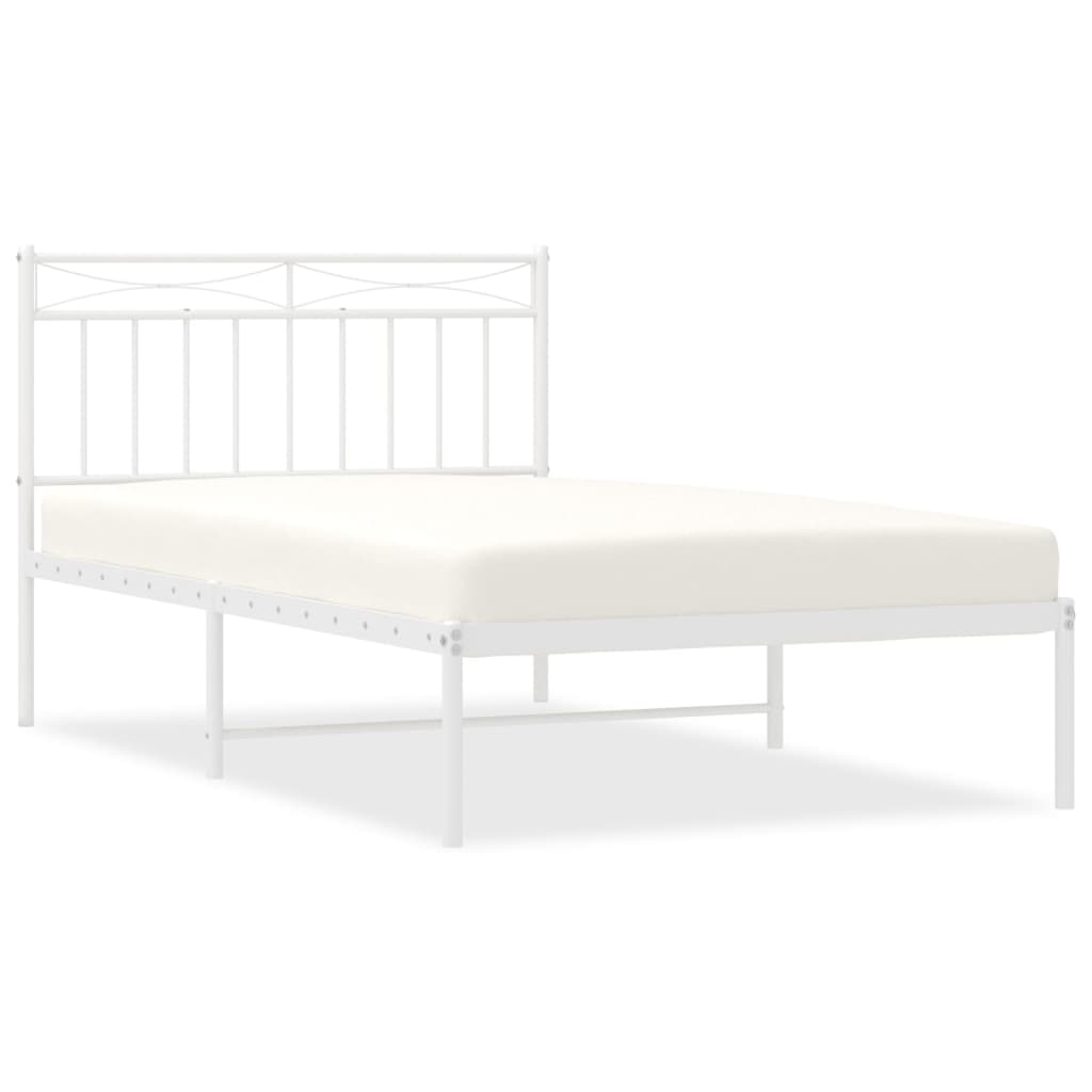 vidaXL Cadre de lit métal sans matelas et tête de lit blanc 100x200 cm