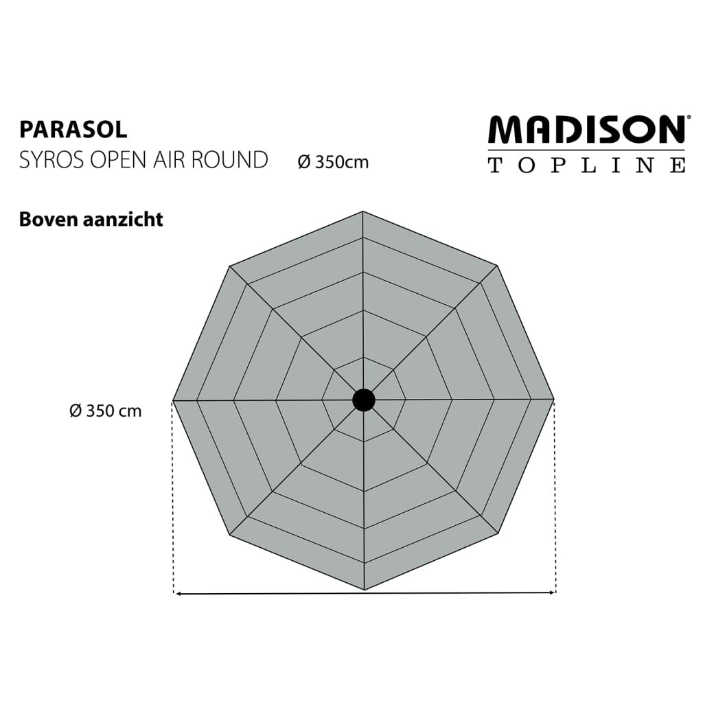 Madison Parasol Syros 350 cm structure ouverte Gris Rond