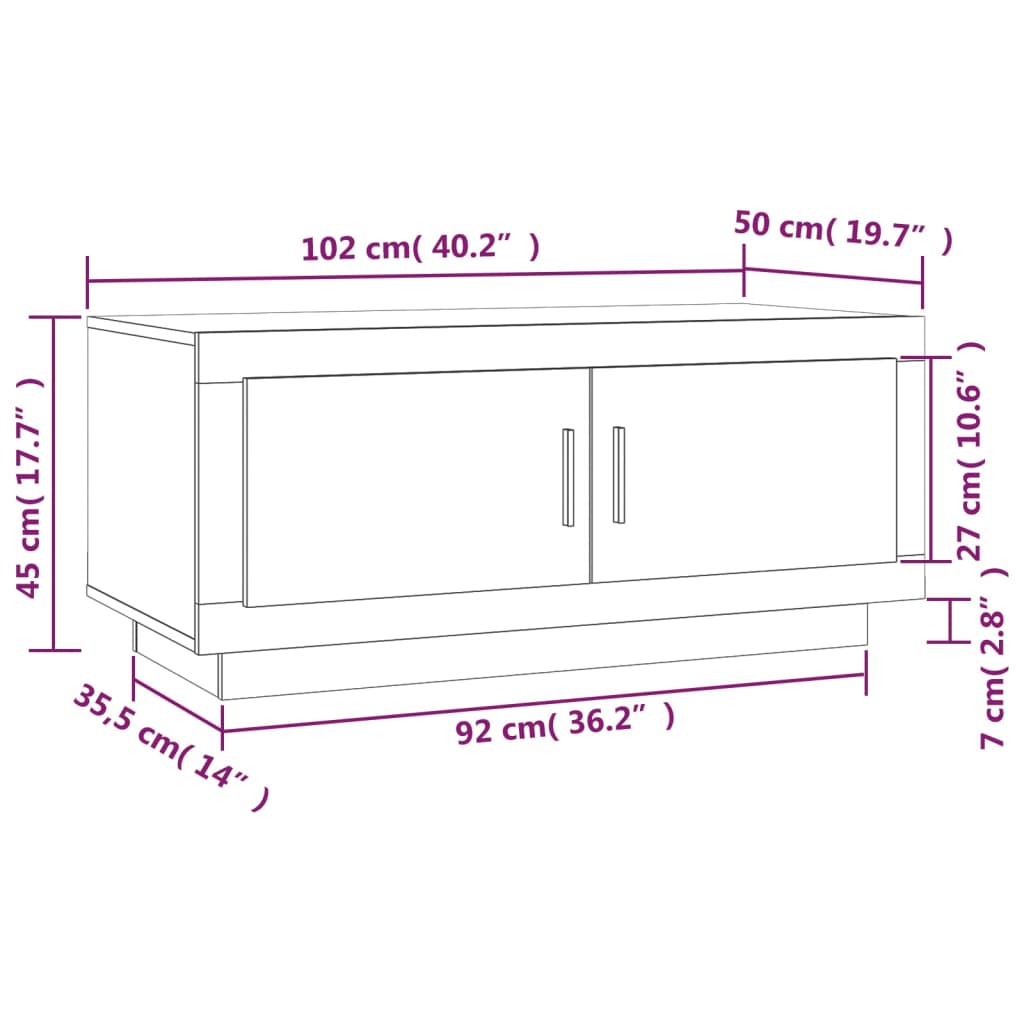 vidaXL Table basse Blanc et chêne sonoma 102x50x45cm Bois d'ingénierie