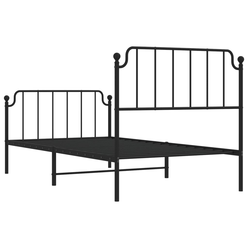 vidaXL Cadre de lit métal sans matelas avec pied de lit noir 100x190cm