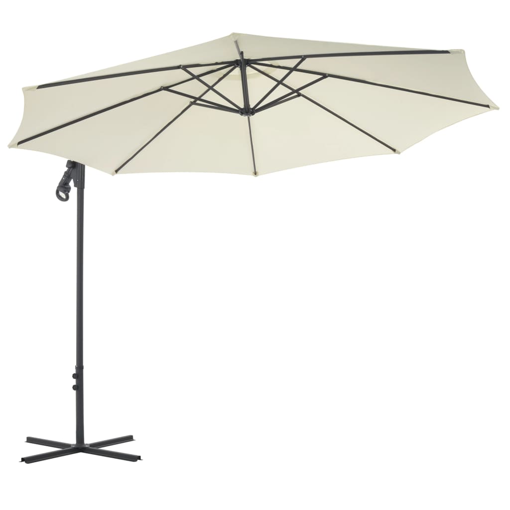 vidaXL Parasol de jardin en porte-à-faux avec poteau en acier sable