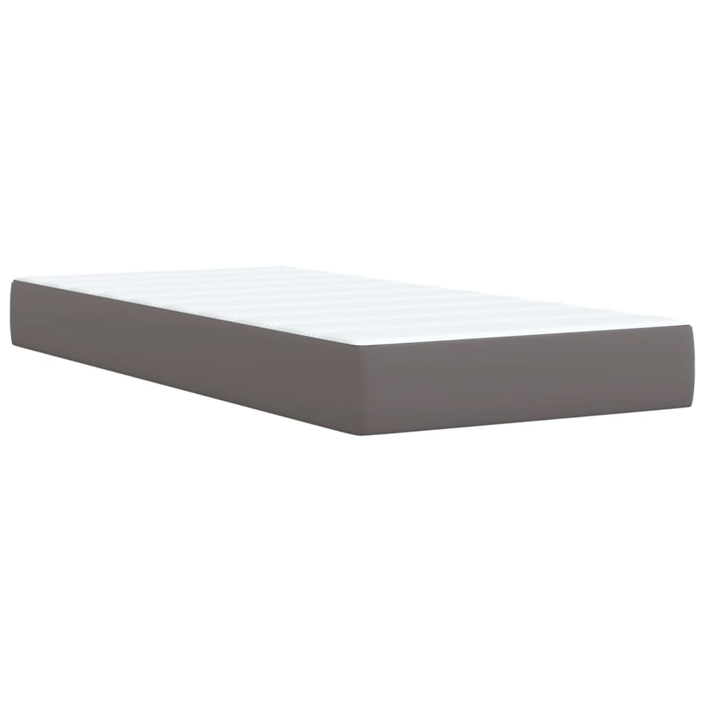 vidaXL Sommier à lattes de lit avec matelas Gris 90x200 cm Similicuir