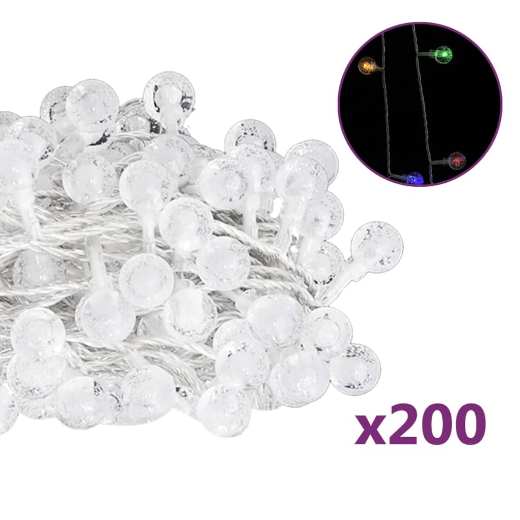 vidaXL Guirlande lumineuse globe 20 m 200 LED coloré 8 fonctions