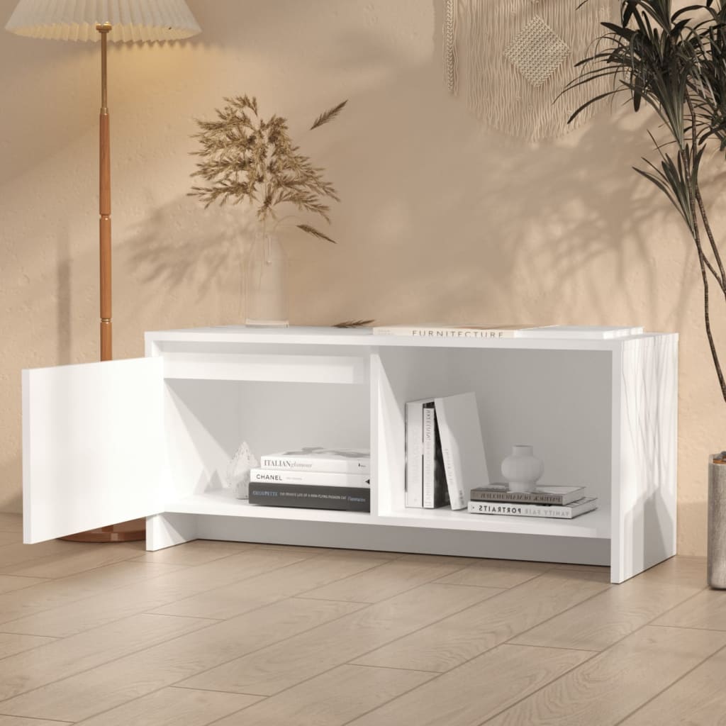 vidaXL Meuble TV Blanc 90x35x40 cm Bois d'ingénierie