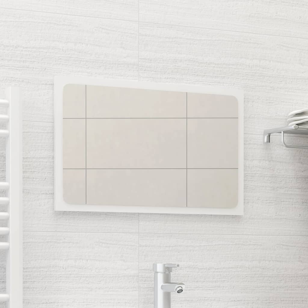 vidaXL Miroir de salle de bain Blanc brillant 60x1,5x37 cm Aggloméré