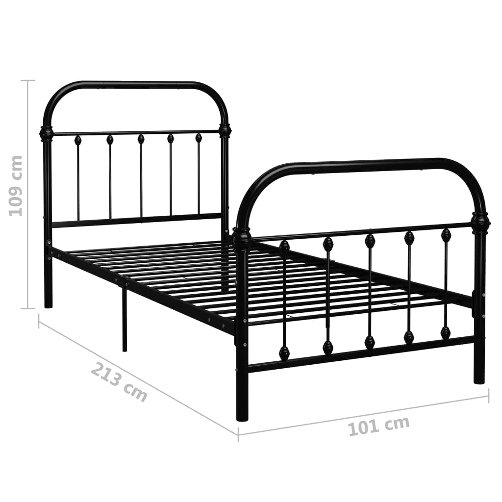 vidaXL Cadre de lit sans matelas noir métal 90x200 cm