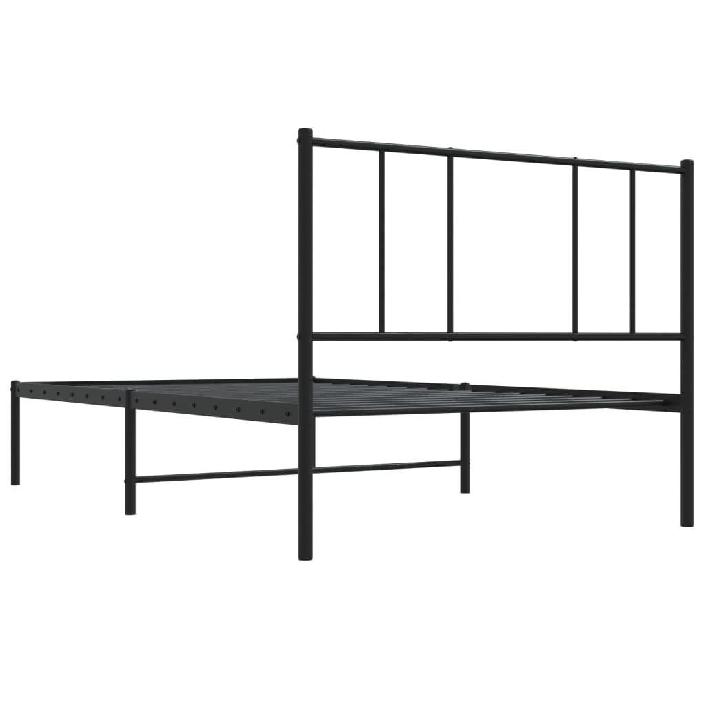 vidaXL Cadre de lit métal sans matelas avec tête de lit noir 75x190 cm