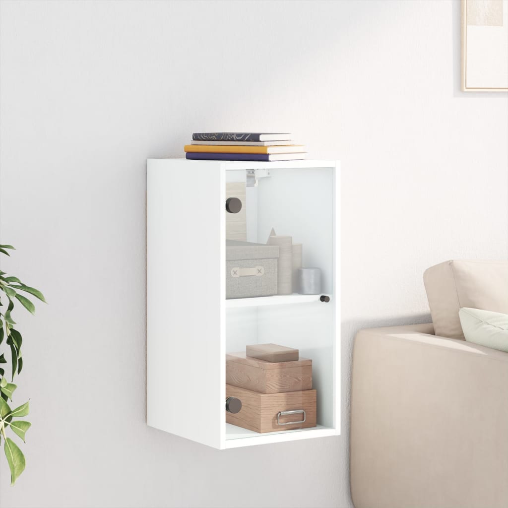 vidaXL Armoire murale avec portes en verre blanc 35x37x68,5 cm