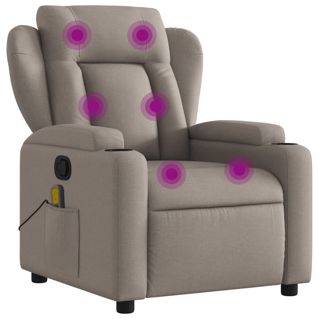 vidaXL Fauteuil de massage inclinable Taupe Tissu