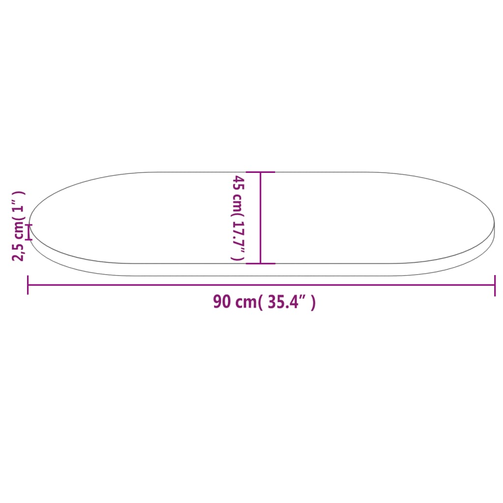 vidaXL Dessus de table blanc 90x45x2,5 cm bois de pin massif ovale