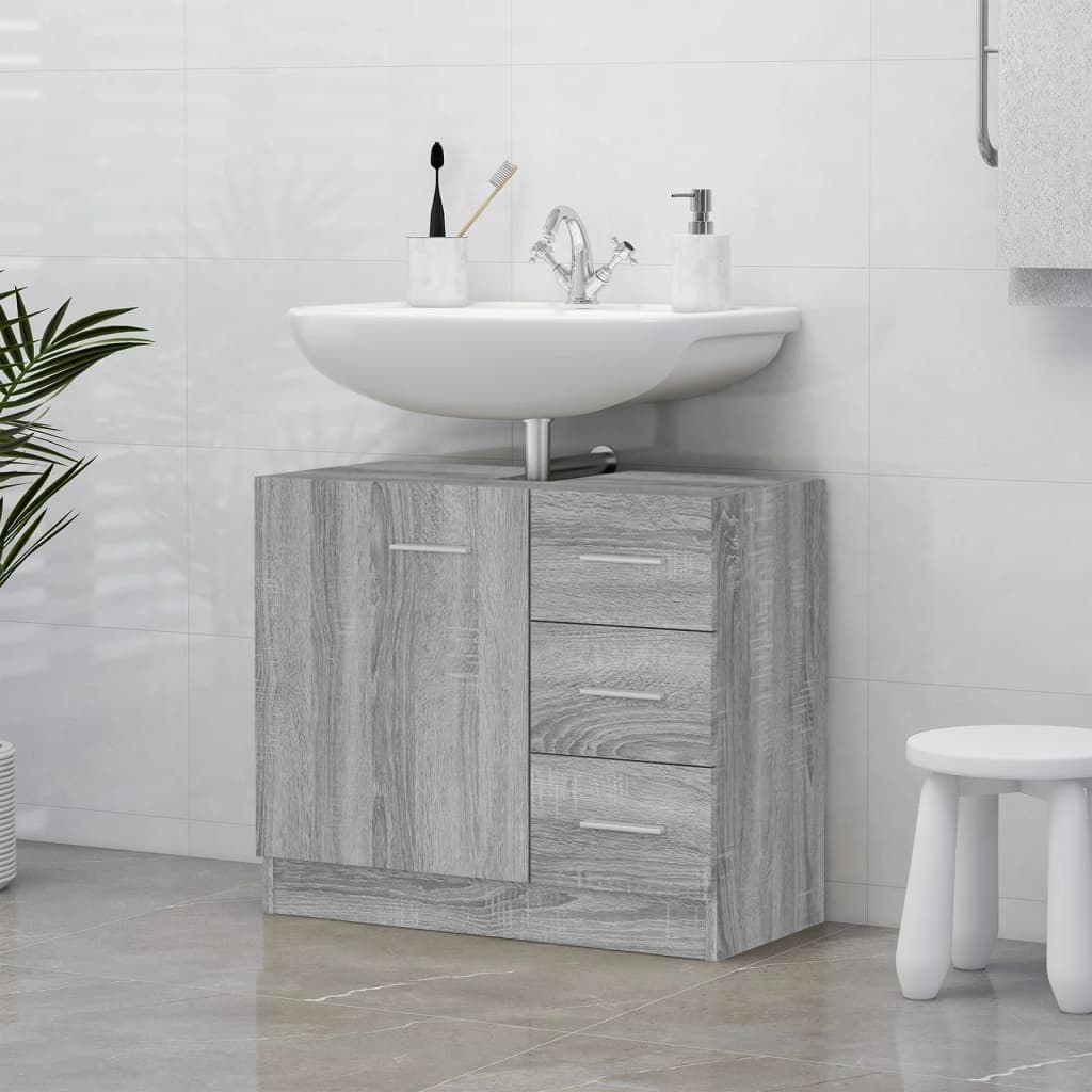 vidaXL Armoire de lavabo Sonoma gris 63x30x54 cm Bois d'ingénierie
