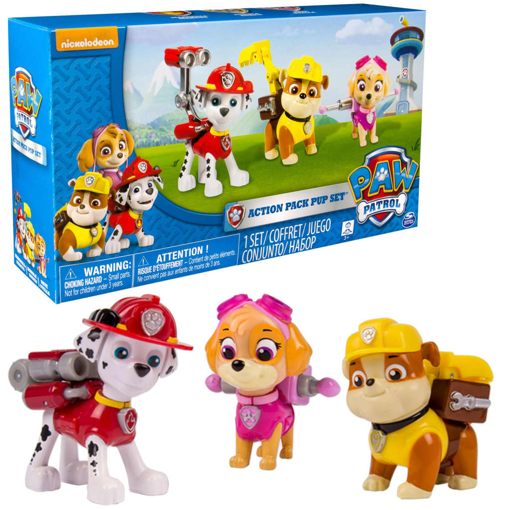 Paw Patrol Pack d'action Chiots Marshall/Skye/Rubble