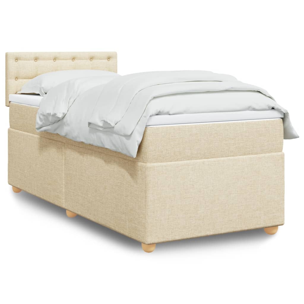 vidaXL Sommier à lattes de lit et matelas Crème 90x190 cm Tissu