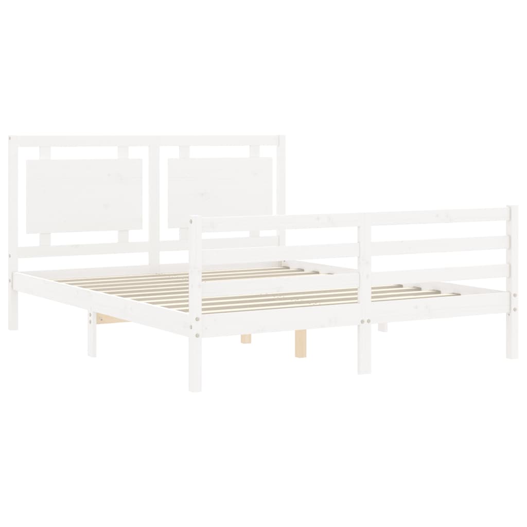 vidaXL Cadre de lit sans matelas blanc bois de pin massif