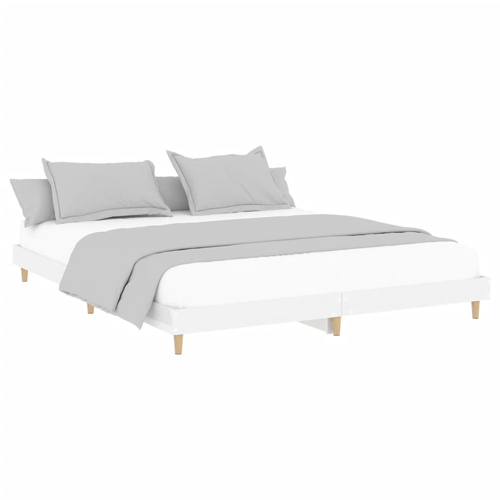 vidaXL Cadre de lit blanc brillant 200x200 cm bois d'ingénierie