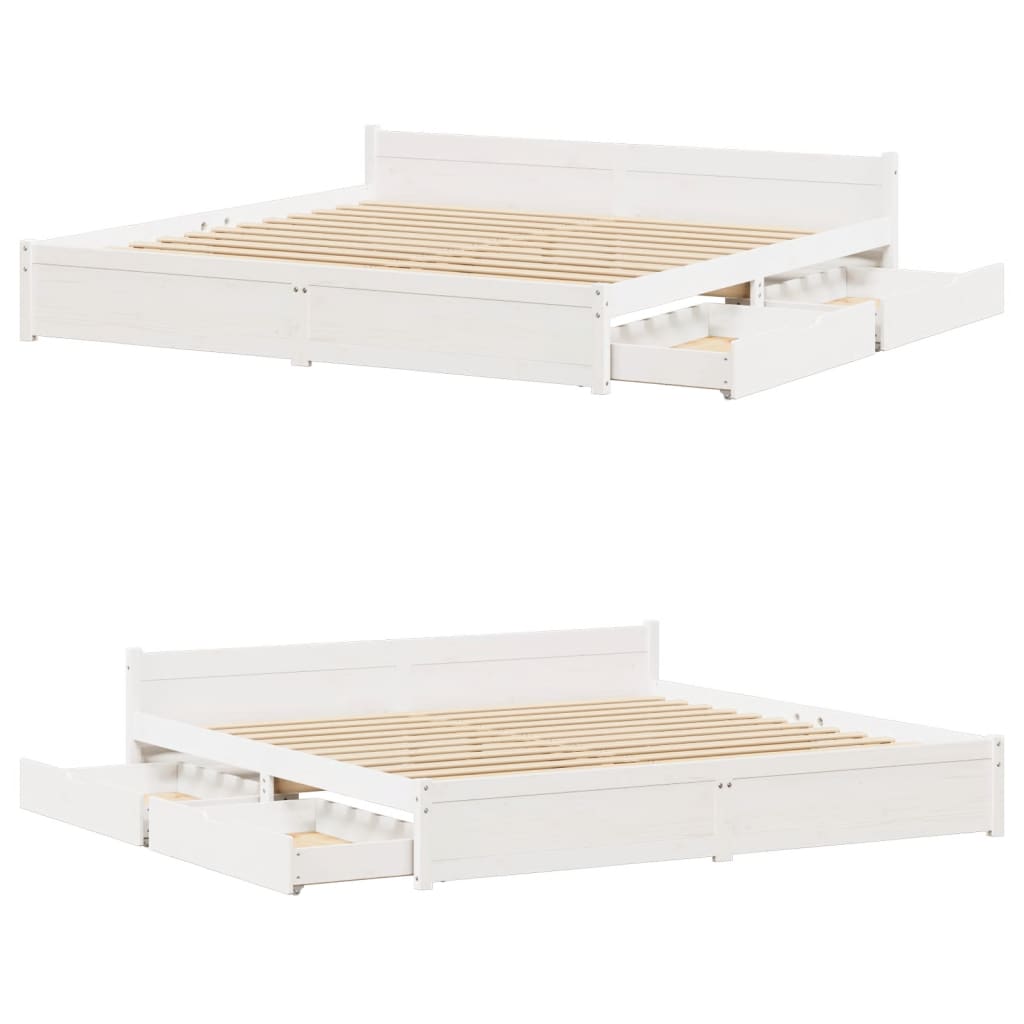 vidaXL Cadre de lit sans matelas blanc 200x200 cm bois massif de pin