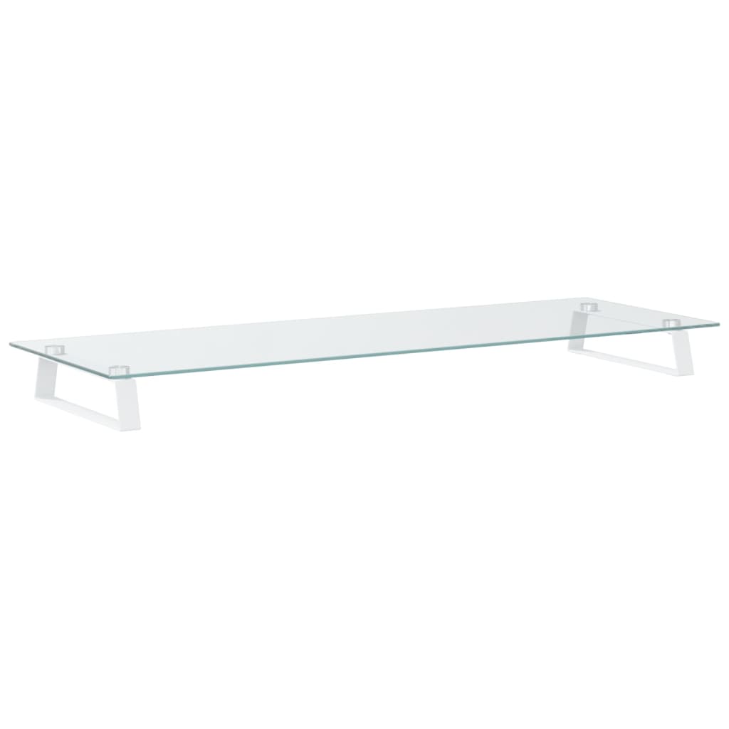 vidaXL Support de moniteur blanc 100x35x8 cm verre trempé et métal