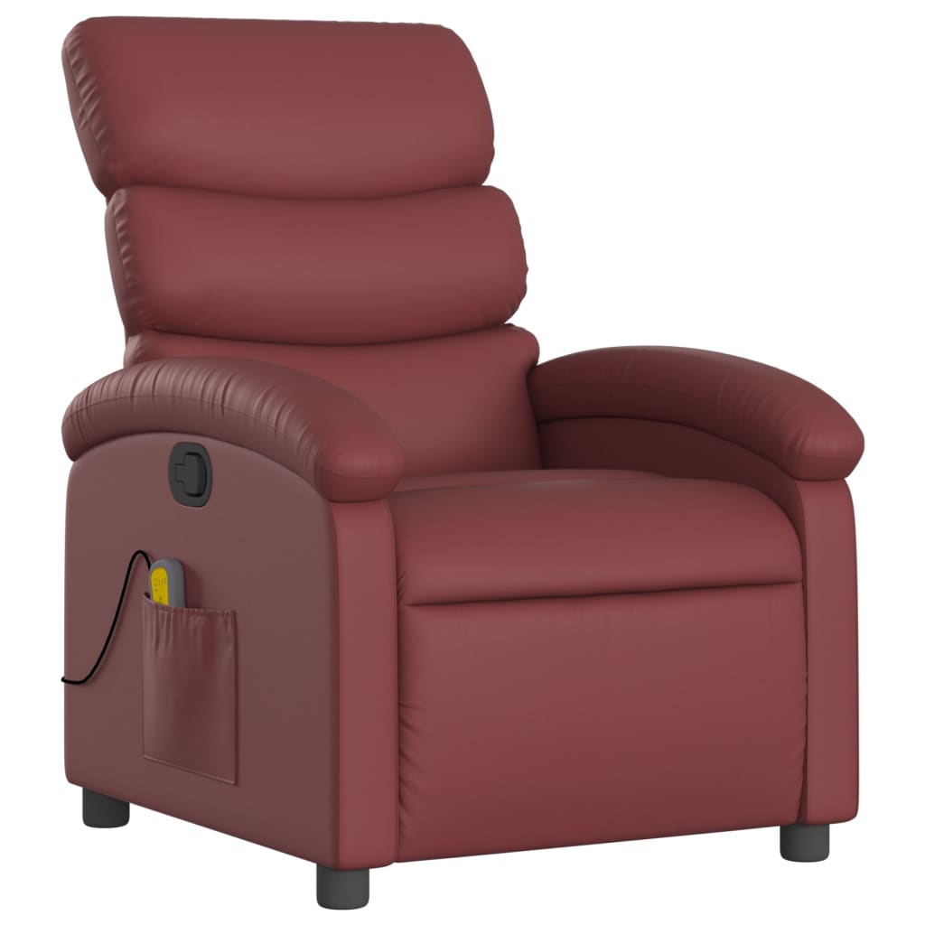 vidaXL Fauteuil de massage inclinable Rouge bordeaux Similicuir