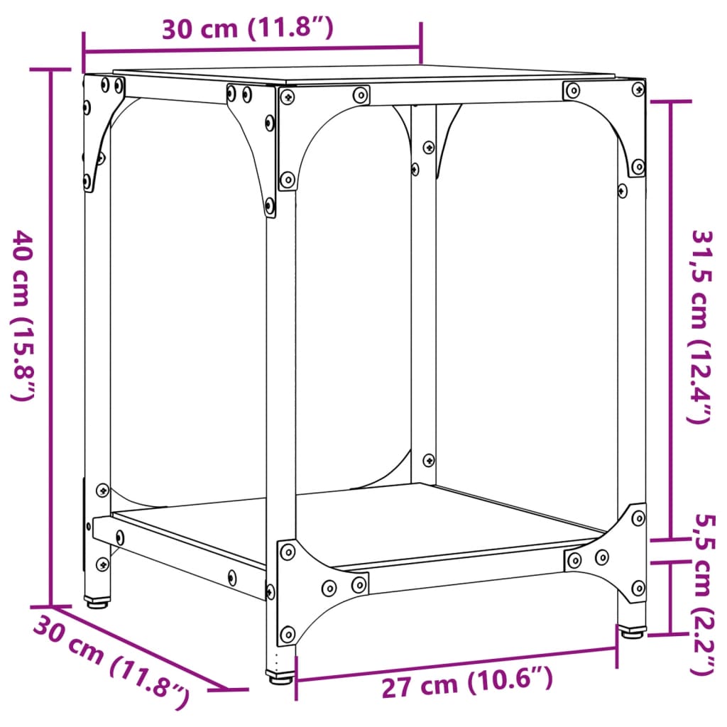 vidaXL Tables basses avec dessus en verre transparent 2 pcs acier