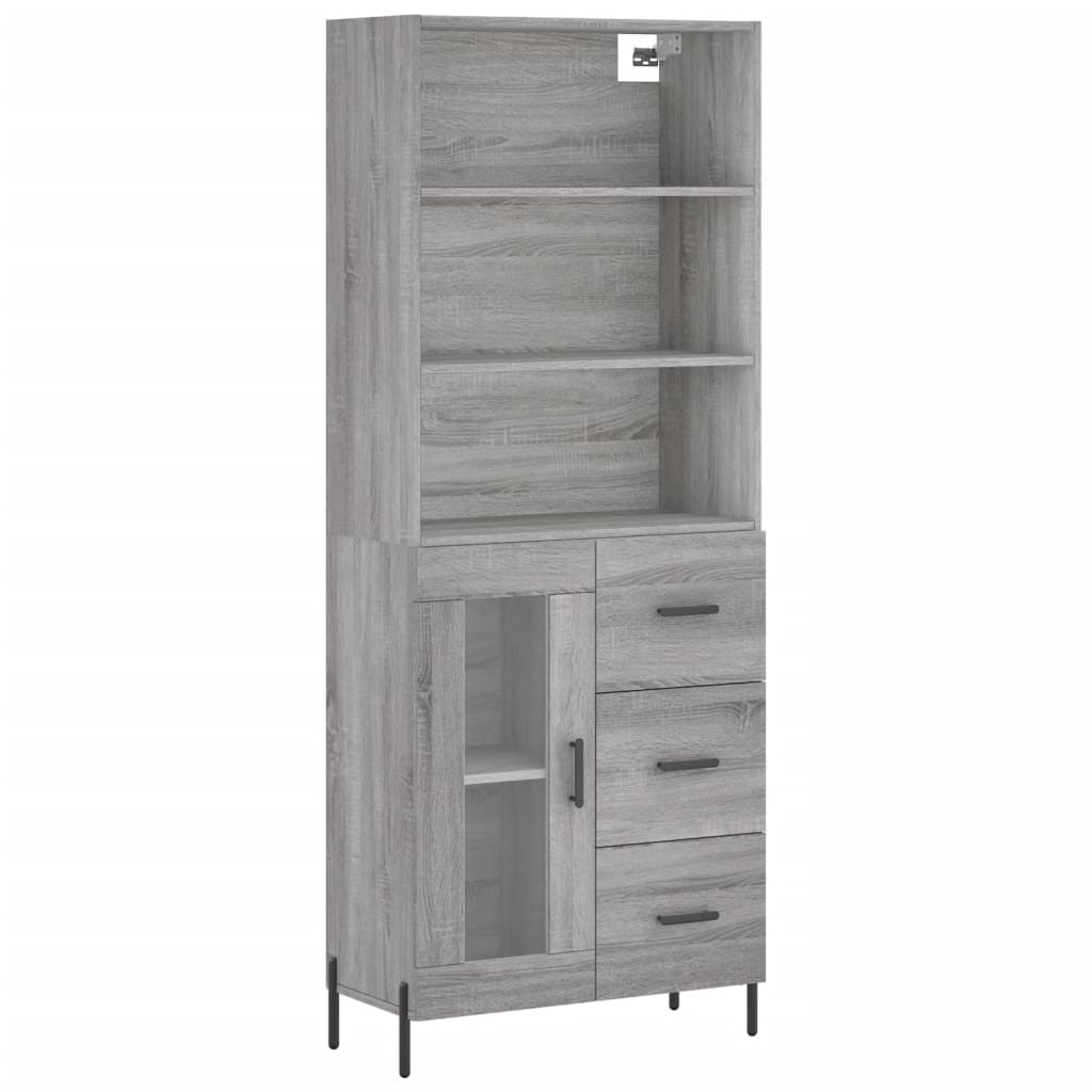 vidaXL Buffet haut Sonoma gris 69,5x34x180 cm Bois d'ingénierie