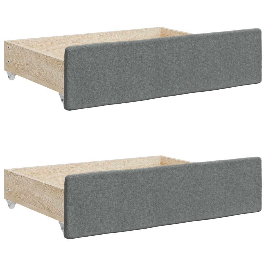 vidaXL Tiroirs de lit 2 pcs gris foncé bois d'ingénierie et tissu