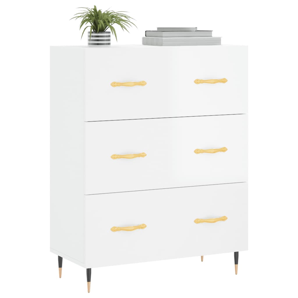 vidaXL Buffet Blanc brillant 69,5x34x90 cm Bois d'ingénierie