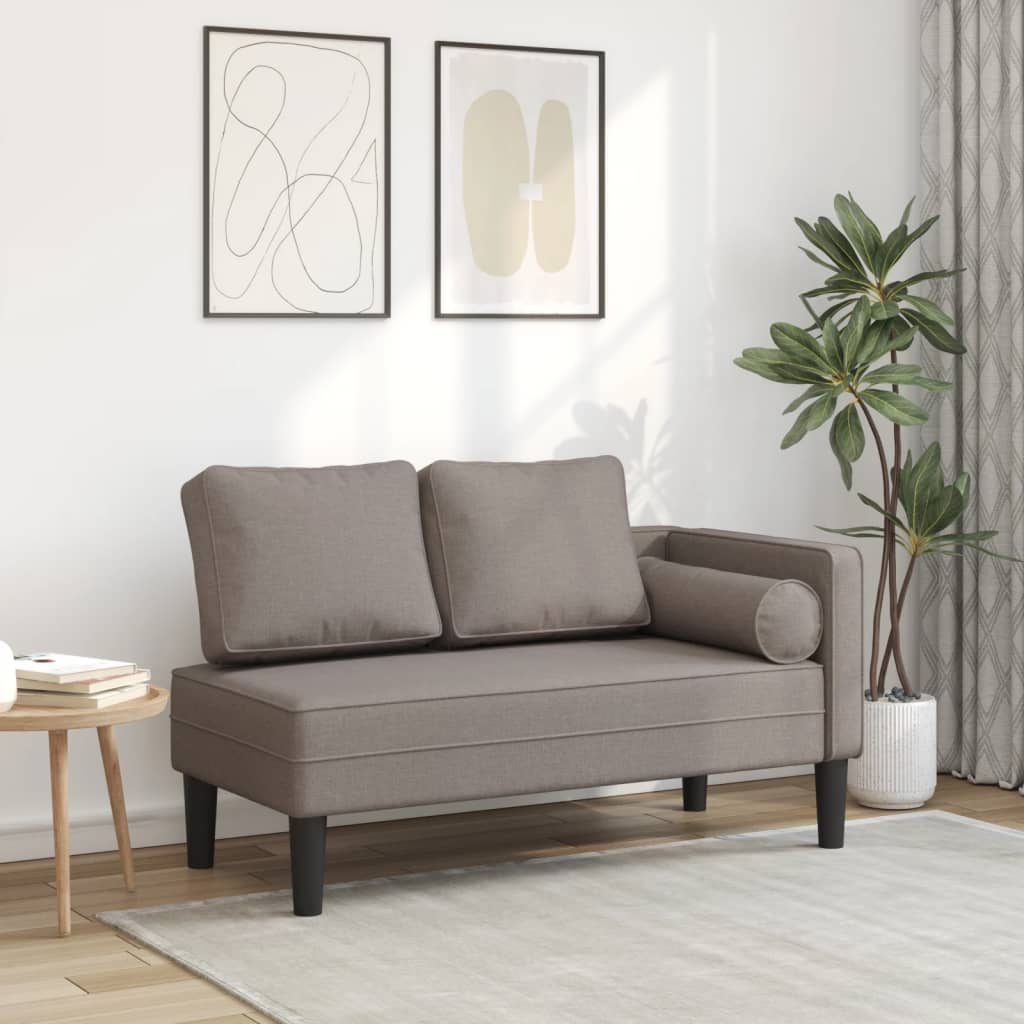 vidaXL Chaise longue avec coussins taupe tissu