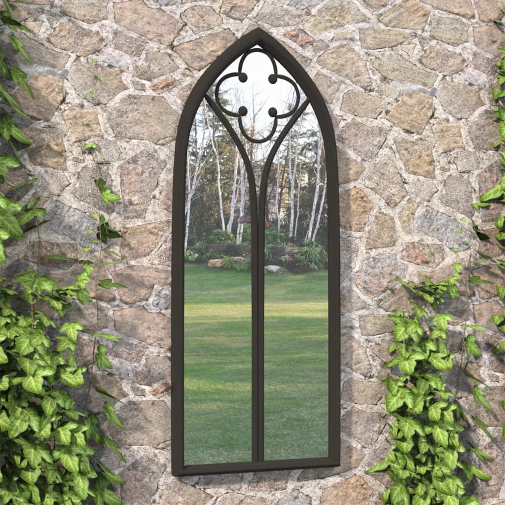 vidaXL Miroir de jardin Noir 70x30 cm Fer pour utilisation extérieure