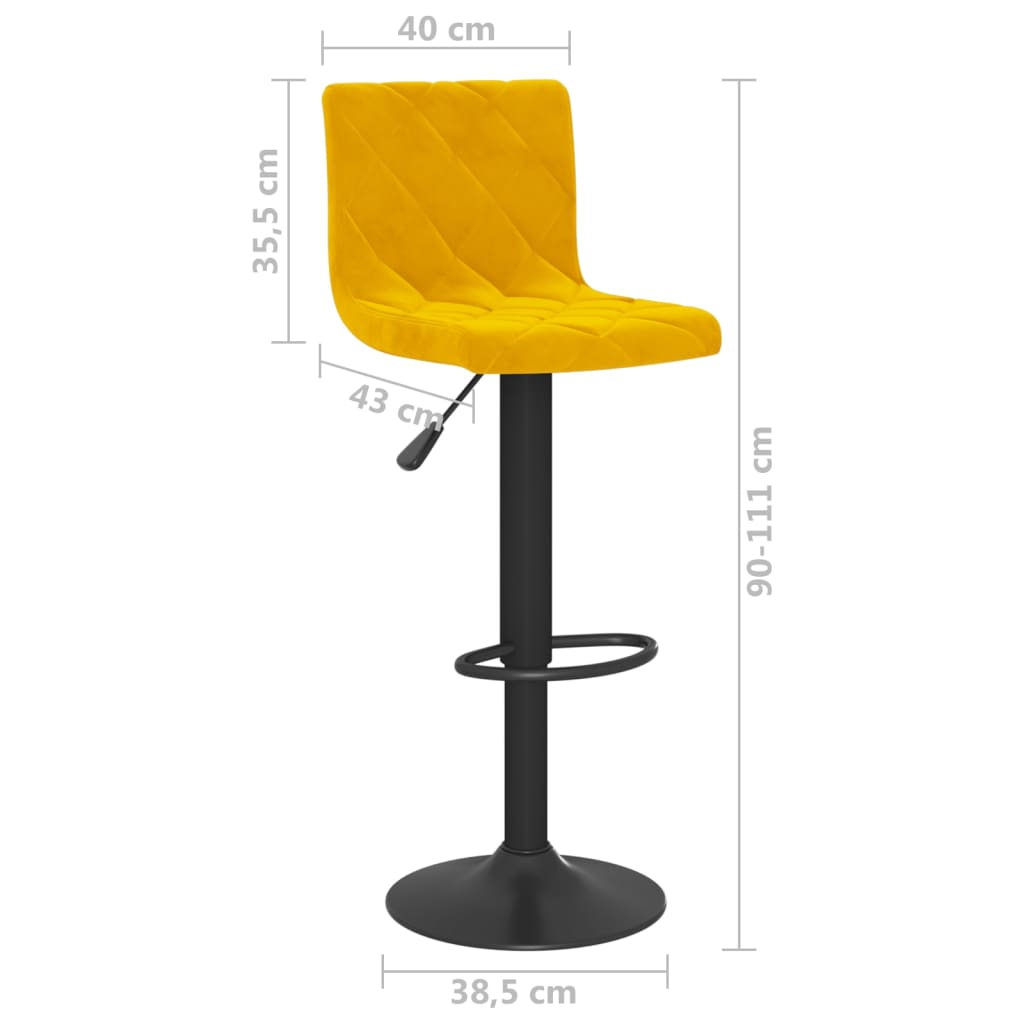 vidaXL Tabourets de bar lot de 2 Jaune moutarde Velours